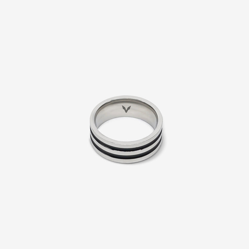 SOLID DOUBLE STRIPED RING - SILVER